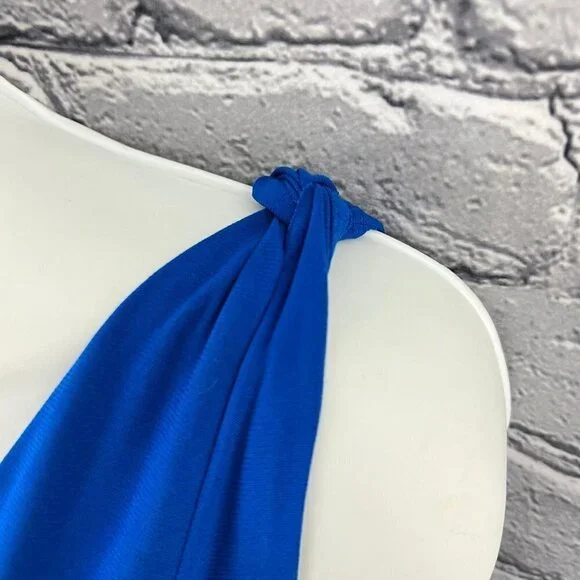 Travelsmith Blue Blue Ruffle Hem Knit Knotted Straps Maxi Dress Size M - Picture 7 of 11